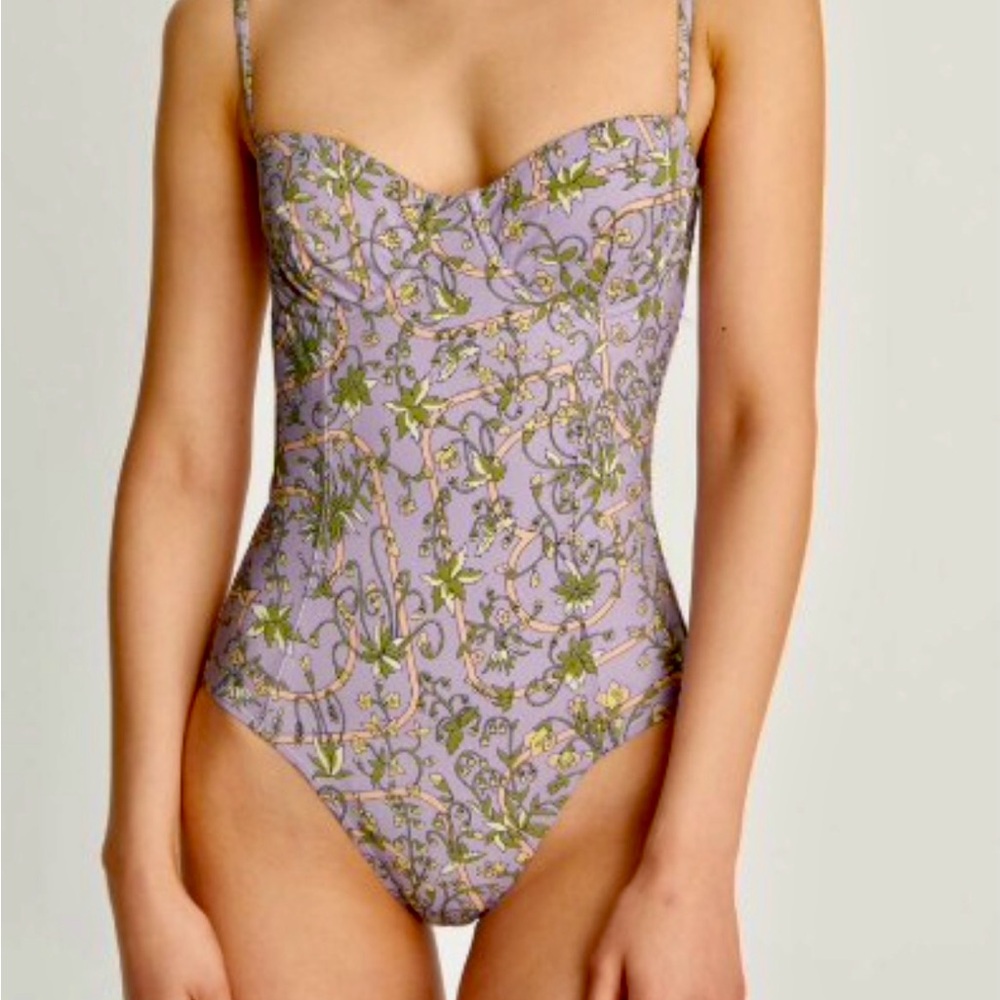 TORY BURCH LILAC GARDEN SWIMSUIT, Sz L •NEW WITH TAG-NEVER WORN•